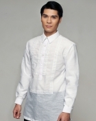 Men's Barong White Textured Organza 100874 White Men's Barong White Textured Organza 100874 White